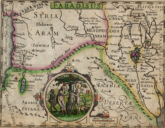 Karte des Paradieses Aus: Gerhard Mercator und Iodocus Hondius: Atlas minor