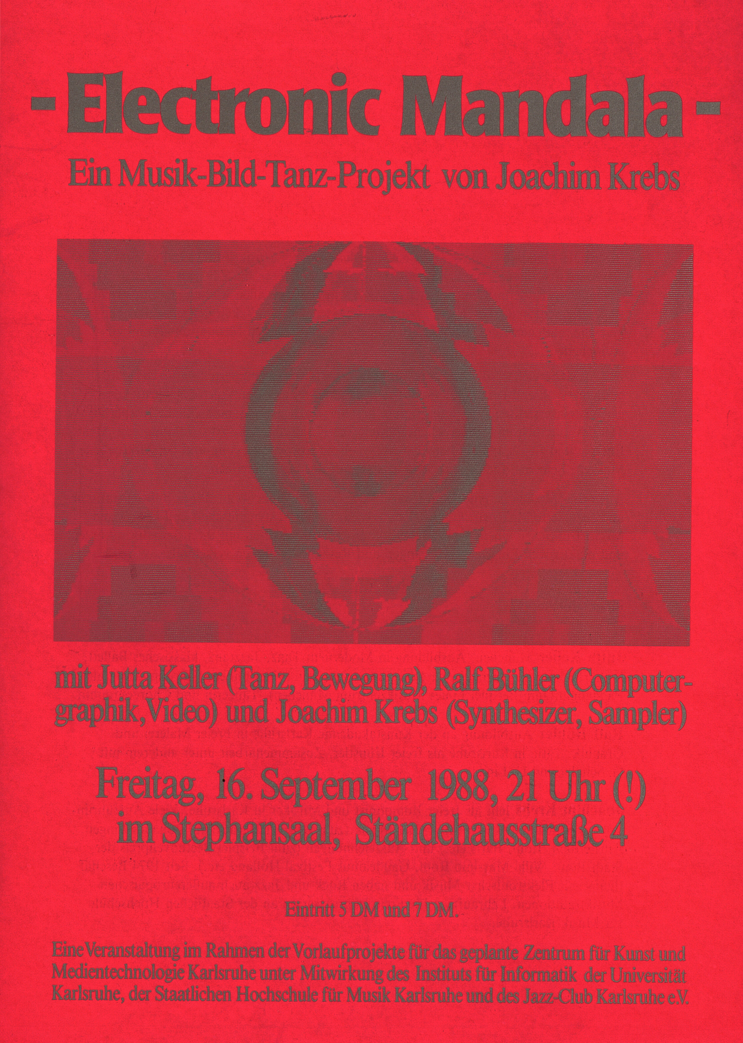 Plakat zu Electronic Mandala, Musik-Bild-Tanz-Projekt von Joachim Krebs