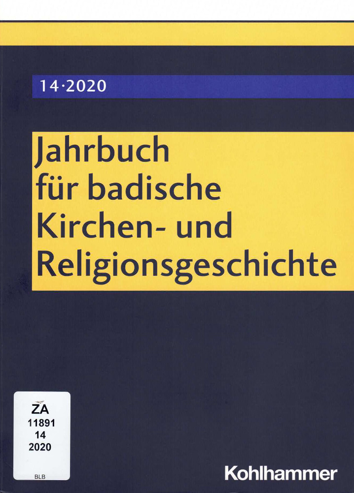 Das Bild zeigt die Titelseite der Zeitschrift „Jahrbuch für badische Kirchen- und Religionsgeschichte“.
