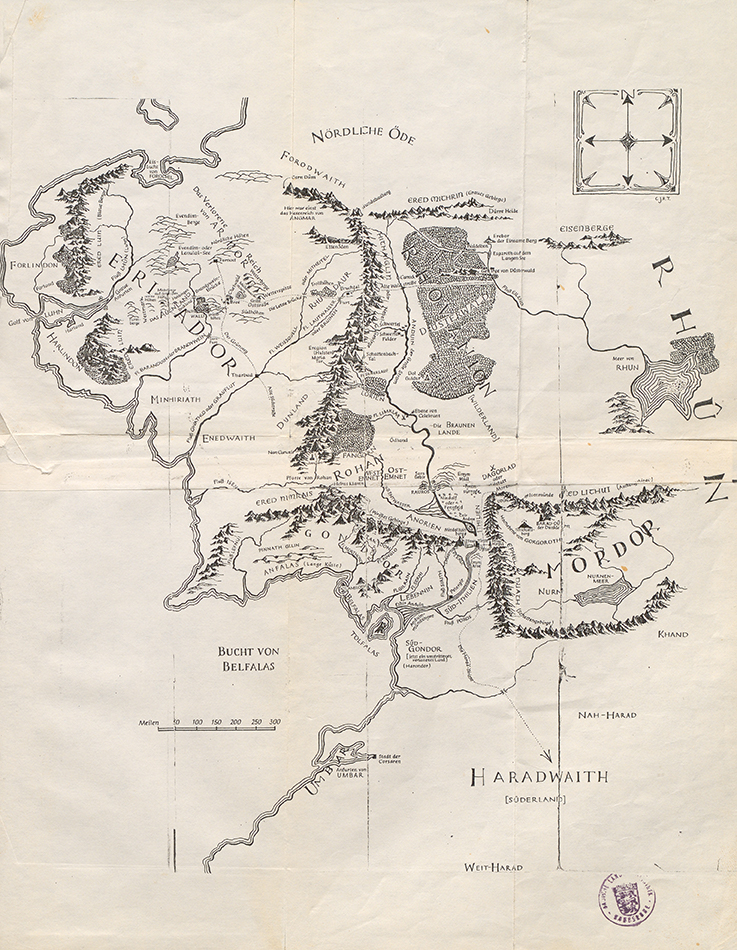 Karte aus "Herr der Ringe" von J.R.R. Tolkien.