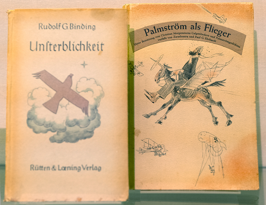 links: Cover „Unsterblichkeit; rechts: Cover „Palmström als Flieger"