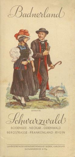 Die Titelseite der Broschüre „Badnerland - Schwarzwald" zeigt einen Herrn und eine Dame in Tracht