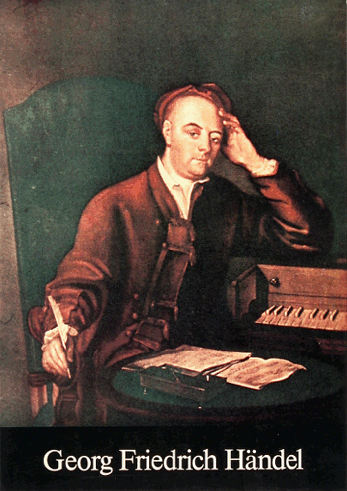 Zu sehen ist ein gemaltes Bild eines Mannes der in einem Stuhl sitzt. Neben ihm steht ein Klavier auf welchem er sich mit dem Ellenbogen abstützt. 