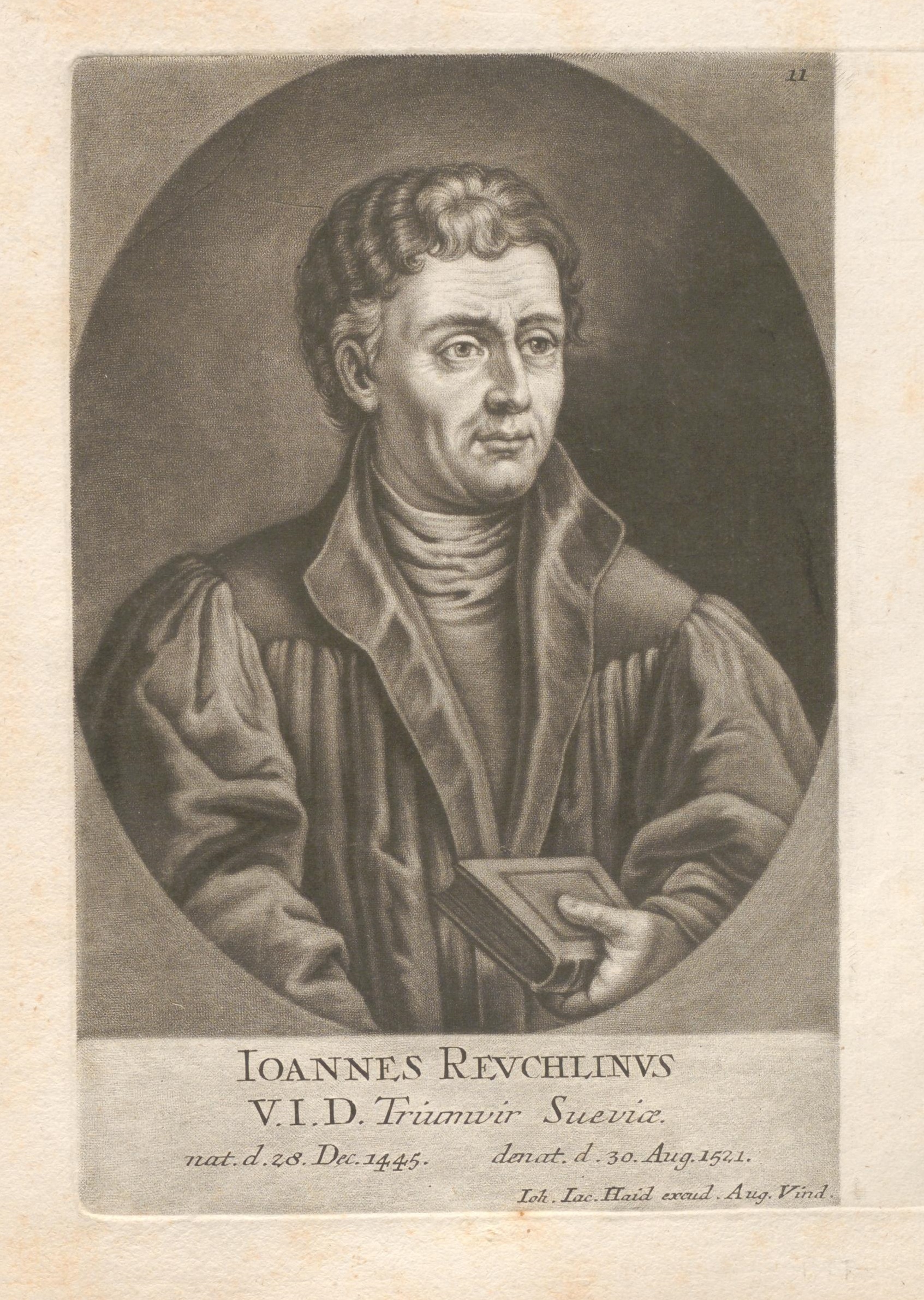 Porträt von Johannes Reuchlin, 18. Jh., Badische Landesbibliothek, Graph Slg 3230 (an den rechten Rand)