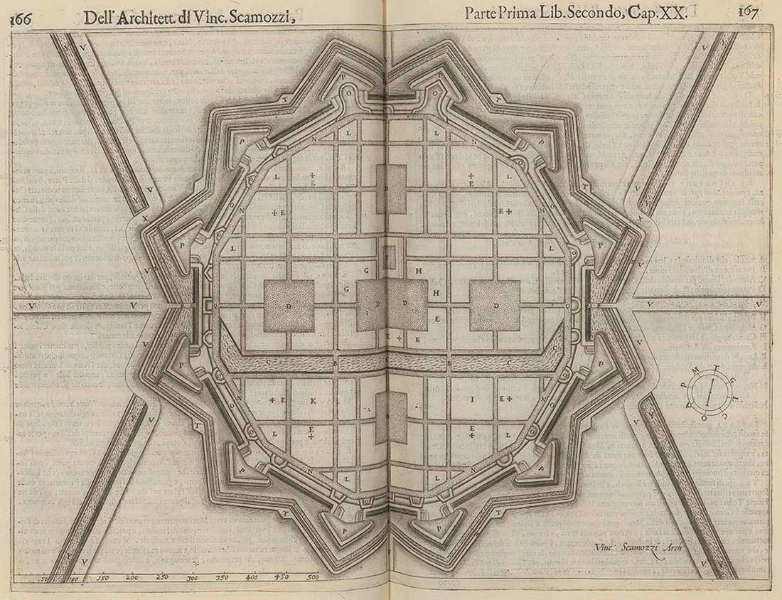 Plan der Idealstadt Palmanova In: Vincenzo Scamozzi: L’idea della architettura universale