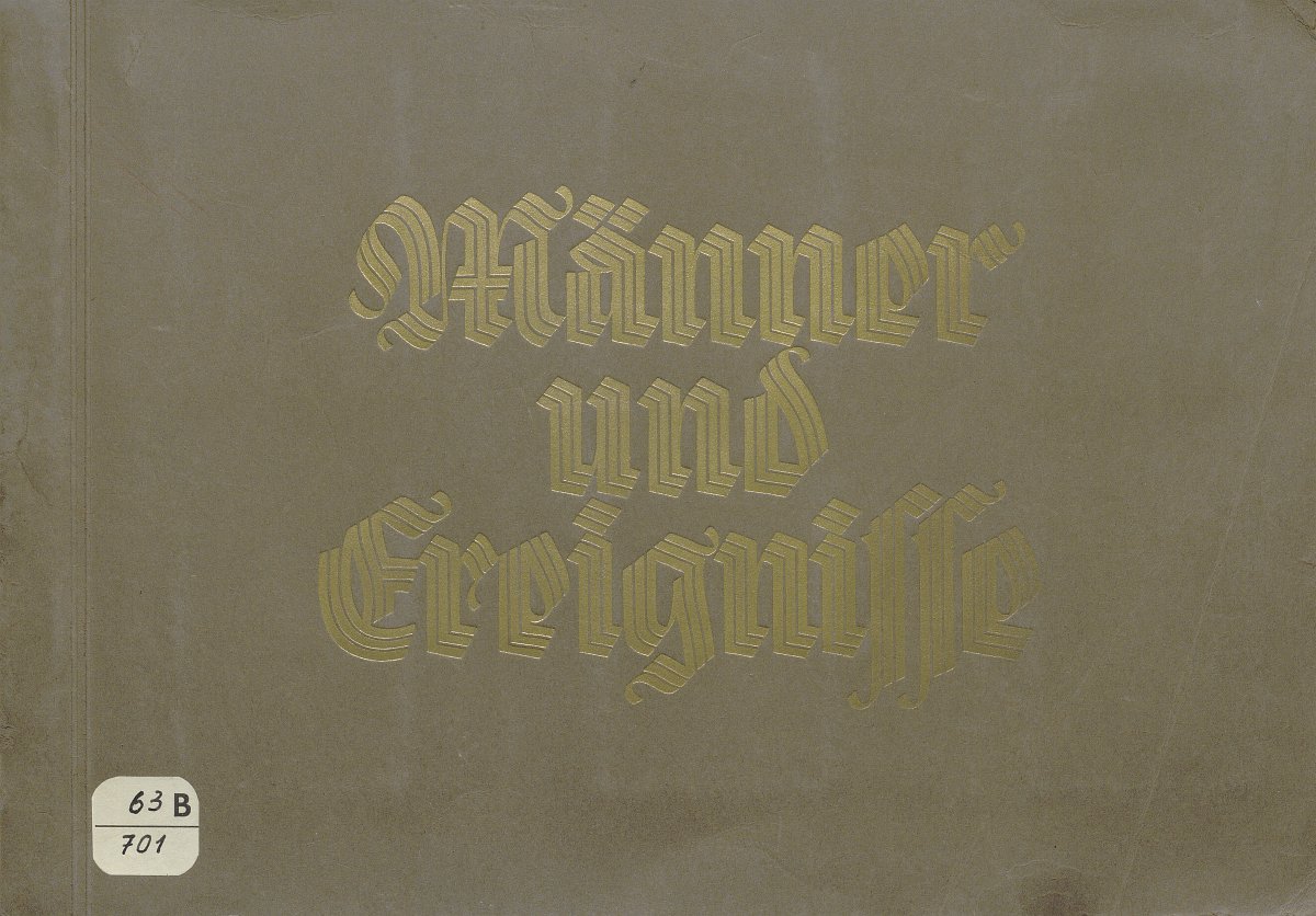 Einband des Sammelbilderalbums „Männer und Ereignisse“.