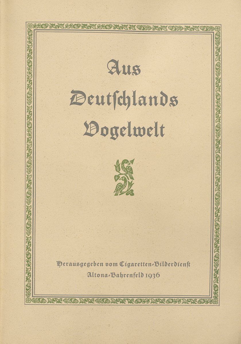 Haupttitelseite des Sammelbildbuches „Aus Deutschlands Vogelwelt“.