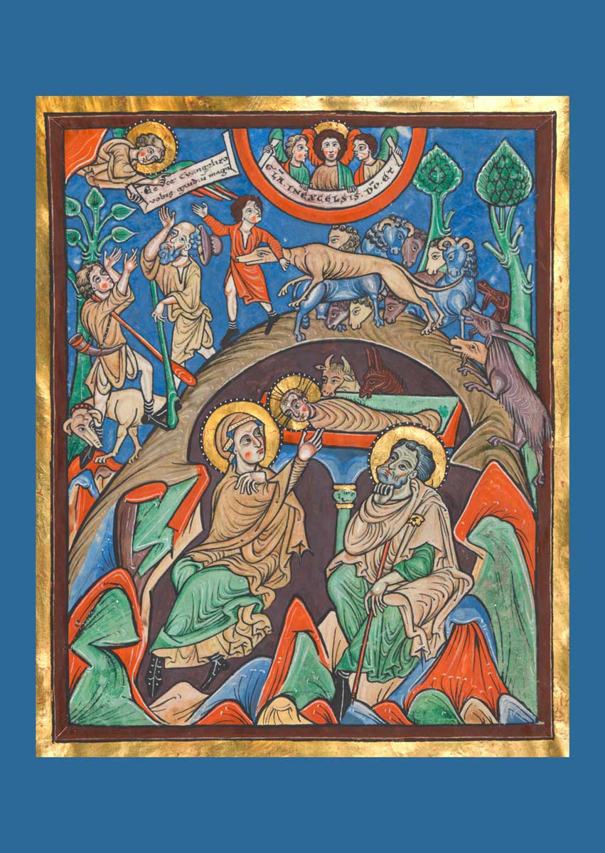 Speyerer Evangelistar, Cod. Bruchsal 1, Handschrift auf Pergament, um 1220 Bl. 5v: Proprium de tempore et de sanctis. Online-Ausgabe Karlsruhe: Badische Landesbibliothek, 2013 © Badische Landesbibliothek 2024