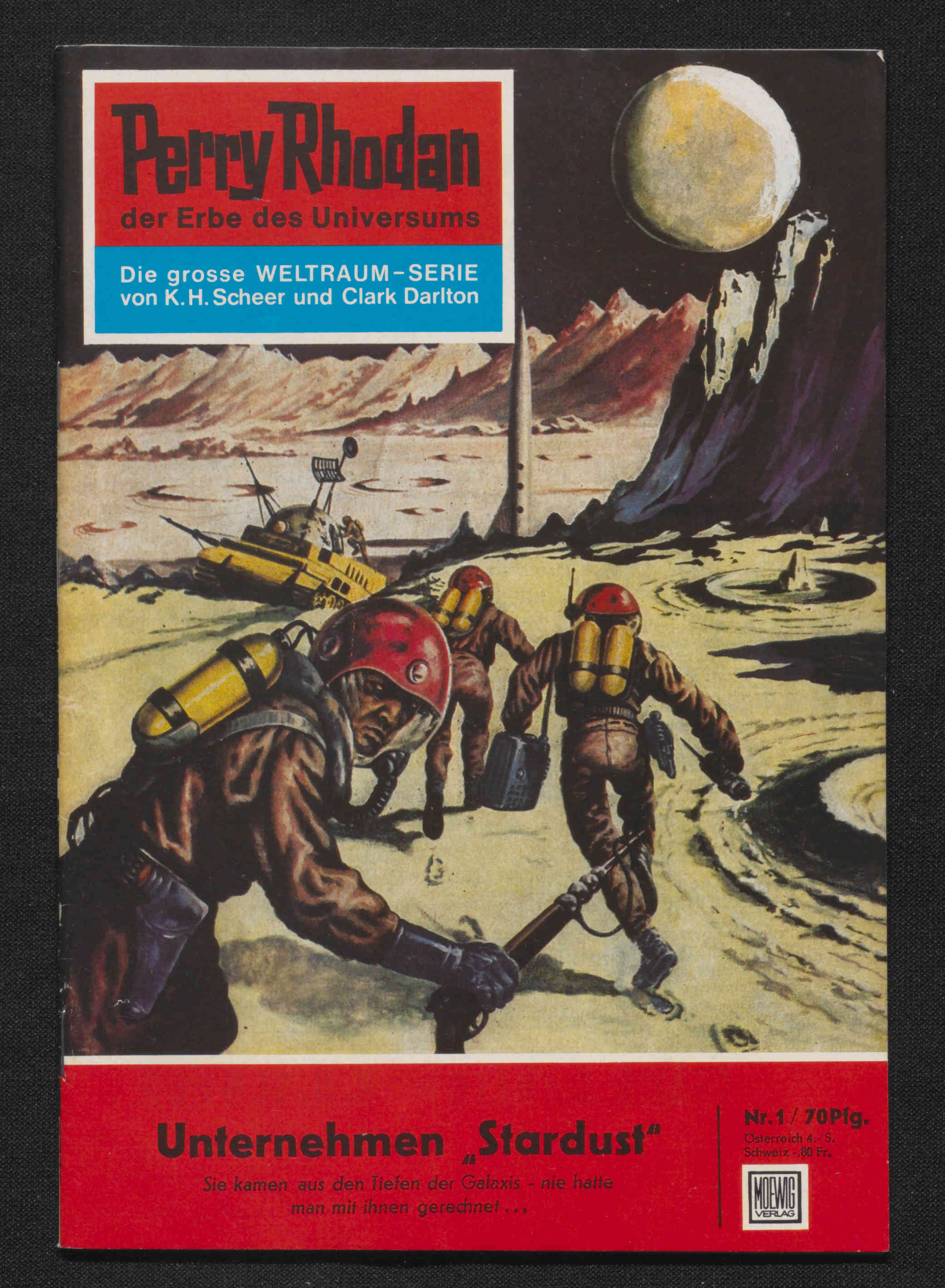 Die Abbildung zeigt das Cover des ersten Perry Rhodan-Heftes von 1961.